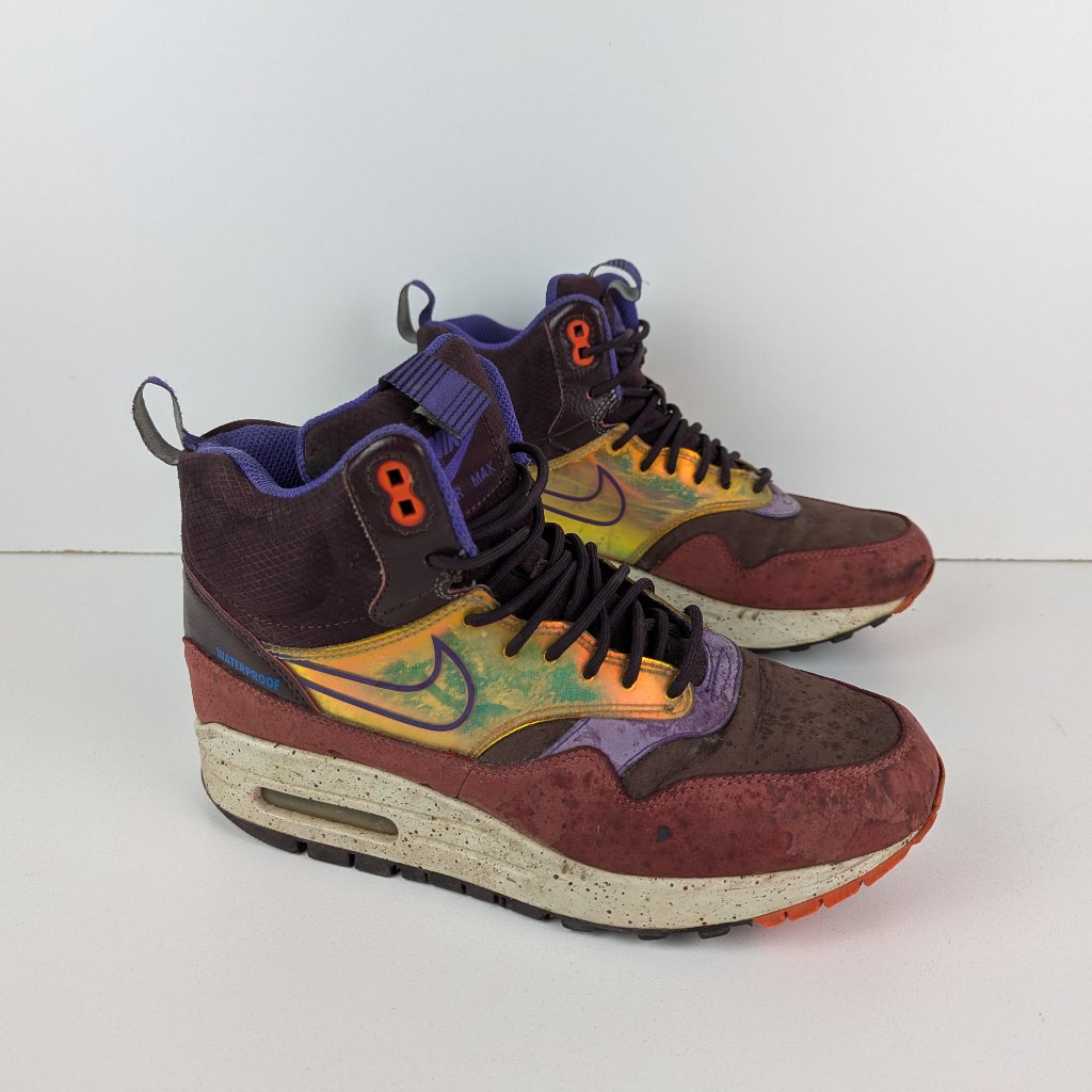 Nike Air Max 1 Sneakerboot Mid Deep Burgundy Iridescent 685269 600 W 7.5 | M 6.